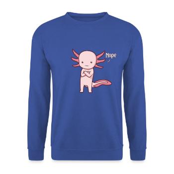 Axolotl Naysayer - Nope - Sweat-shirt Unisexe - bleu royal - Devant - Alina (178cm) & Michal (187cm)