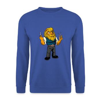 Cartoon Lion est le barbier - Sweat-shirt Unisexe - bleu royal - Devant - Alina (178cm) & Michal (187cm)