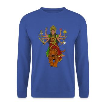 Hindu Gott - Durga - Unisex Pullover - Royalblau - Vorne - Alina (178cm) & Michal (187cm)