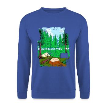 Campen im Zelt und im Wald - Camping - Unisex Pullover - Royalblau - Vorne - Alina (178cm) & Michal (187cm)
