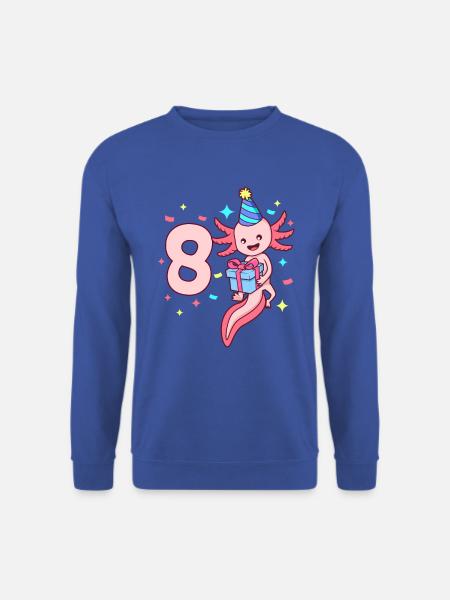 Mit Axolotl - Mädchen Geburtstag 8 Jahre - Unisex Pullover - Royalblau