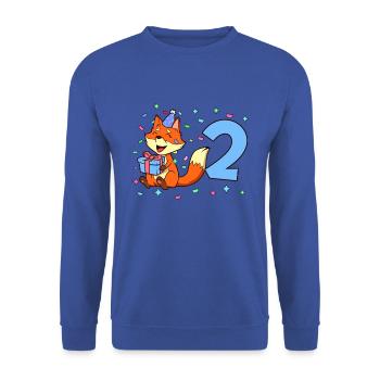 With Fox - Boy's Birthday 2 years - Unisex Sweatshirt - royal blue - Front - Alina (178cm) & Michal (187cm)