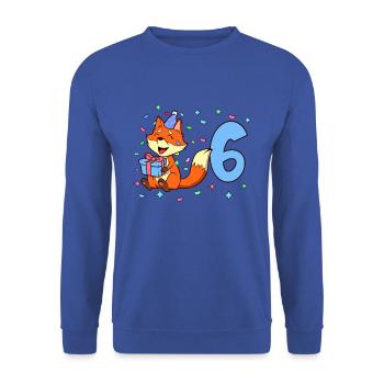 Avec renard - anniversaire de garçon 6 ans - Sweat-shirt Unisexe - bleu royal - Devant - Alina (178cm) & Michal (187cm)