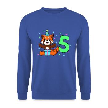 Mit Roter Panda - Kinder Geburtstag 5 Jahre - Unisex Pullover - Royalblau - Vorne - Alina (178cm) & Michal (187cm)