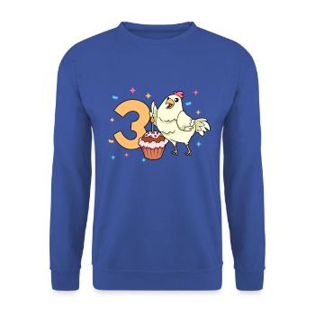 With chicken - children's birthday 3 years - Unisex Sweatshirt - royal blue - Front - Alina (178cm) & Michal (187cm)