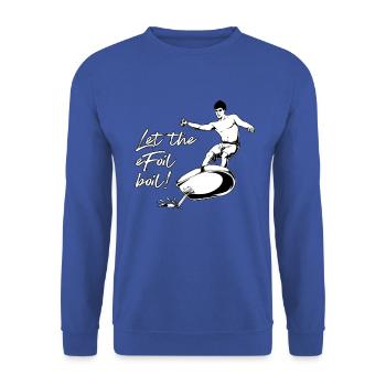 eFoil Surfering - Let the eFoil boil - Unisex Sweatshirt - royal blue - Front - Alina (178cm) & Michal (187cm)