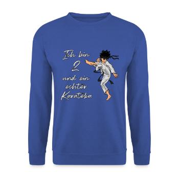 Ich bin 2 - Jungen Karate - Unisex Pullover - Royalblau - Vorne - Alina (178cm) & Michal (187cm)