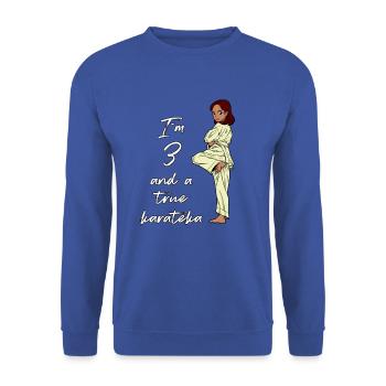 I'm 3 - Girl Karate - Unisex Sweatshirt - royal blue - Front - Alina (178cm) & Michal (187cm)