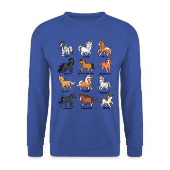 Cartoon Kawaii Horses - Horse Motif - Unisex Sweatshirt - royal blue - Front - Alina (178cm) & Michal (187cm)
