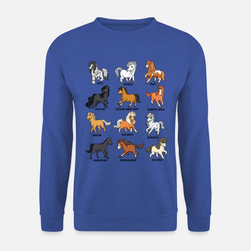 Cartoon Kawaii Pferde - Pferdemotiv - Unisex Pullover - Royalblau