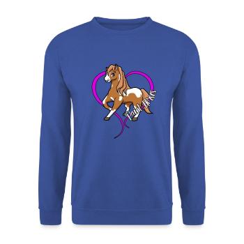 Pferdeliebhaber - American Paint Horse - Unisex Pullover - Royalblau - Vorne - Alina (178cm) & Michal (187cm)
