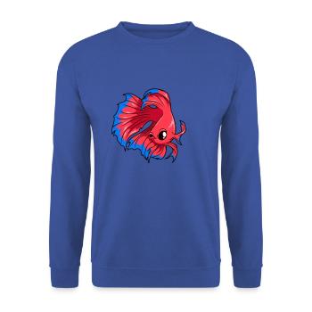 Kawaii siamesischer Kampffisch - Unisex Pullover - Royalblau - Vorne - Alina (178cm) & Michal (187cm)