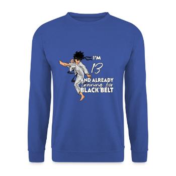 I'm 13 - Boy Karate - Unisex Sweatshirt - royal blue - Front - Alina (178cm) & Michal (187cm)