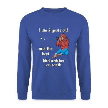 I'm 2 - Girl Bird Watching - Unisex Sweatshirt - royal blue - Front - Alina (178cm) & Michal (187cm)