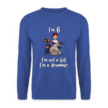 Ich bin 6 - Jungen Schlagzeuger - Unisex Pullover - Royalblau - Vorne - Alina (178cm) & Michal (187cm)