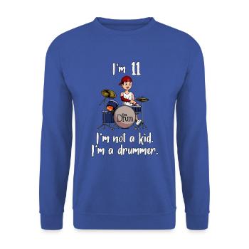 Ich bin 11 - Jungen Schlagzeuger - Unisex Pullover - Royalblau - Vorne - Alina (178cm) & Michal (187cm)