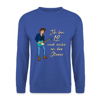 Ich bin 12 - Jungen Gitarrist - Unisex Pullover - Royalblau - Vorne - Alina (178cm) & Michal (187cm)