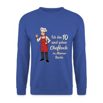 Ich bin 10 - Jungen Koch - Unisex Pullover - Royalblau - Vorne - Alina (178cm) & Michal (187cm)