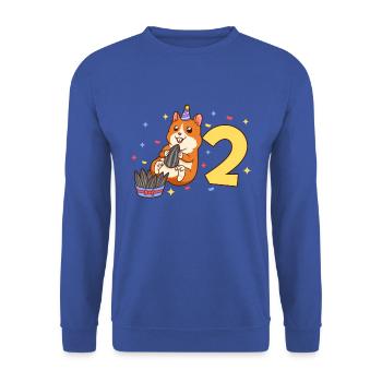 With hamster - children's birthday 2 years - Unisex Sweatshirt - royal blue - Front - Alina (178cm) & Michal (187cm)
