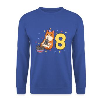 Avec hamster - anniversaire des enfants 8 ans - Sweat-shirt Unisexe - bleu royal - Devant - Alina (178cm) & Michal (187cm)