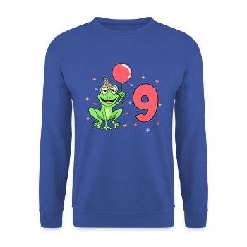 With frog - children's birthday 9 years - Unisex Sweatshirt - royal blue - Front - Alina (178cm) & Michal (187cm)