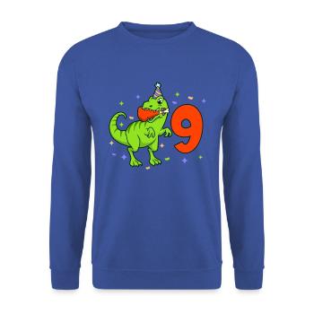 Mit TREX - Jungs Geburtstag 9 Jahre - Unisex Pullover - Royalblau - Vorne - Alina (178cm) & Michal (187cm)