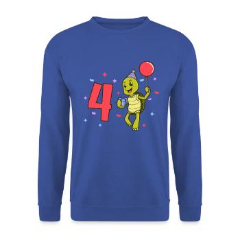 With turtle - children's birthday 4 years - Unisex Sweatshirt - royal blue - Front - Alina (178cm) & Michal (187cm)
