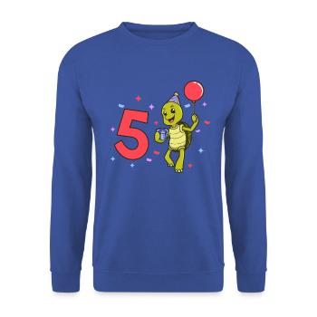 With turtle - children's birthday 5 years - Unisex Sweatshirt - royal blue - Front - Alina (178cm) & Michal (187cm)