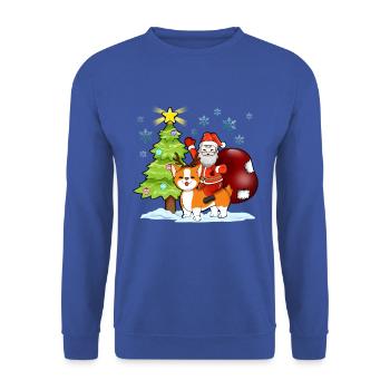 Weihnachtsmann reitet Corgi Weihnachten - Unisex Pullover - Royalblau - Vorne - Alina (178cm) & Michal (187cm)