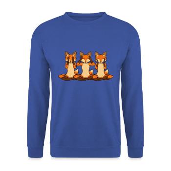 Drei Füchse beim Reiki - Unisex Pullover - Royalblau - Vorne - Alina (178cm) & Michal (187cm)