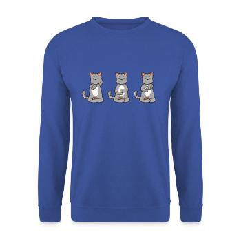 Drei Katzen beim Reiki - Unisex Pullover - Royalblau - Vorne - Alina (178cm) & Michal (187cm)