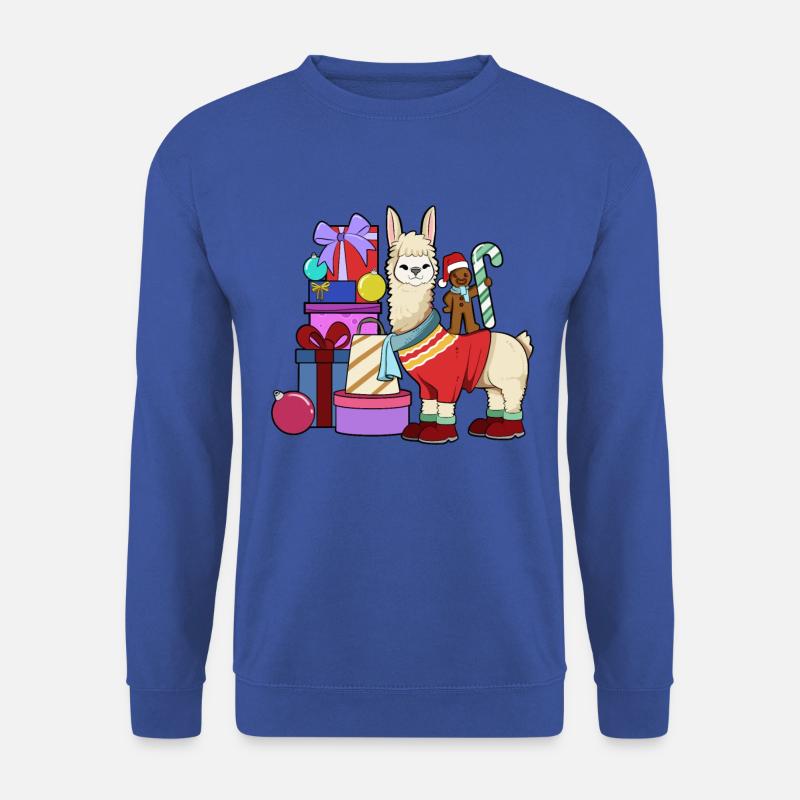 Mit Lebkuchenmann - Lama Weihnachten - Unisex Pullover - Royalblau