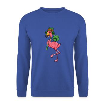 Flamant rose Leprechaun - St Patrick Flamingo - Sweat-shirt Unisexe - bleu royal - Devant - Alina (178cm) & Michal (187cm)