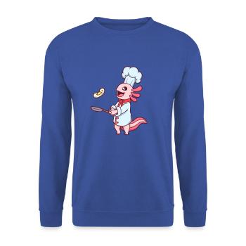 Cartoon Axolotl Chef - Unisex Sweatshirt - royal blue - Front - Alina (178cm) & Michal (187cm)