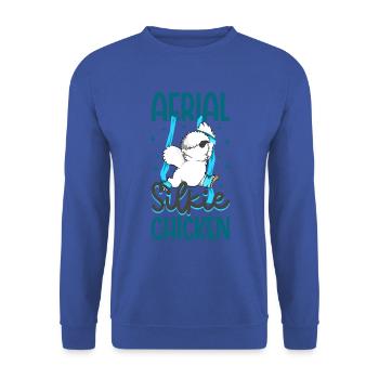 Yoga Aérien sur Soie - Poulet Silkie Aérien - Sweat-shirt Unisexe - bleu royal - Devant - Alina (178cm) & Michal (187cm)