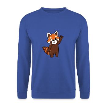 Cartoon Red Panda Shows I Love You - Unisex Sweatshirt - royal blue - Front - Alina (178cm) & Michal (187cm)