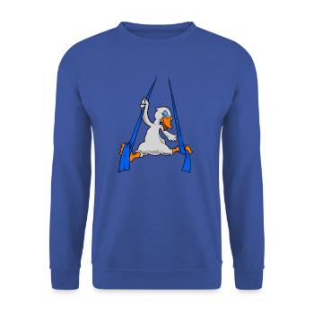 Aerial Silk Schwan - Unisex Pullover - Royalblau - Vorne - Alina (178cm) & Michal (187cm)