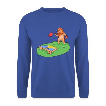 Lion plays cornhole - Unisex Sweatshirt - royal blue - Front - Alina (178cm) & Michal (187cm)
