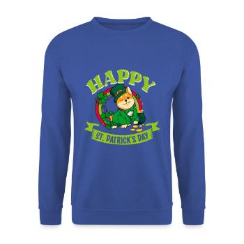 St Patrick's Corgi - Happy St Patrick's Day - Unisex Sweatshirt - royal blue - Front - Alina (178cm) & Michal (187cm)