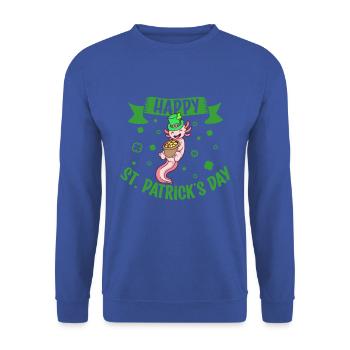 St Patrick's Axolotl - Happy St Patrick's Day - Unisex Sweatshirt - royal blue - Front - Alina (178cm) & Michal (187cm)