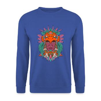 Aztec Warrior - Eagle Warrior - Sweat-shirt Unisexe - bleu royal - Devant - Alina (178cm) & Michal (187cm)