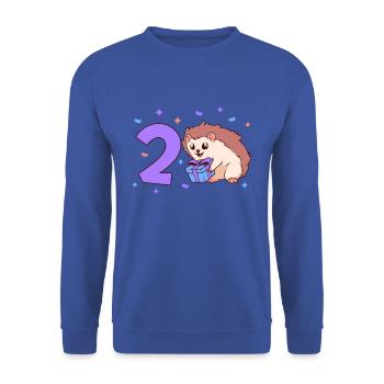 Avec hérisson - Anniversaire des enfants 2 ans - Sweat-shirt Unisexe - bleu royal - Devant - Alina (178cm) & Michal (187cm)