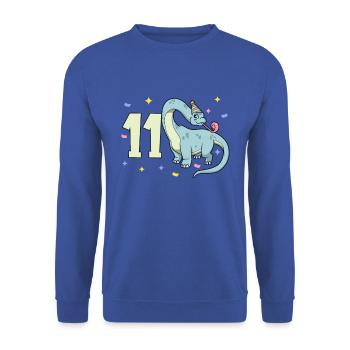 Avec Brachiosaurus - Anniversaire des enfants 11 ans - Sweat-shirt Unisexe - bleu royal - Devant - Alina (178cm) & Michal (187cm)