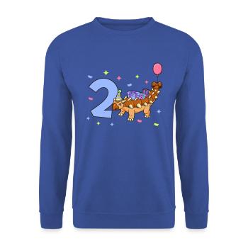 avec Triceratops - Anniversaire des enfants 2 ans - Sweat-shirt Unisexe - bleu royal - Devant - Alina (178cm) & Michal (187cm)