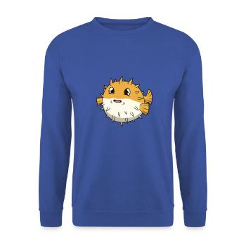 Kawaii Hedgehog Fish - Unisex Sweatshirt - royal blue - Front - Alina (178cm) & Michal (187cm)