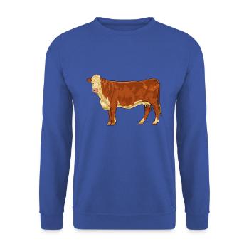 Zeichnung eines Hereford Rind - Unisex Pullover - Royalblau - Vorne - Alina (178cm) & Michal (187cm)