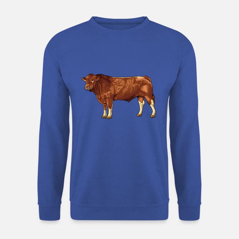 Zeichnung eines Gelbvieh Rind - Unisex Pullover - Royalblau