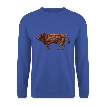 Zeichnung eines Limousin Rind - Unisex Pullover - Royalblau - Vorne - Alina (178cm) & Michal (187cm)