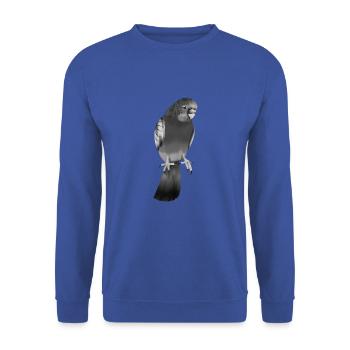 Dessin en noir et blanc d’une perruche - Sweat-shirt Unisexe - bleu royal - Devant - Alina (178cm) & Michal (187cm)