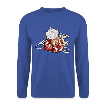 Plays with balls of wool - Kawaii spider - Unisex Sweatshirt - royal blue - Front - Alina (178cm) & Michal (187cm)